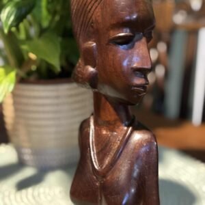 Beautiful Vintage African female wood carved tribal bust.