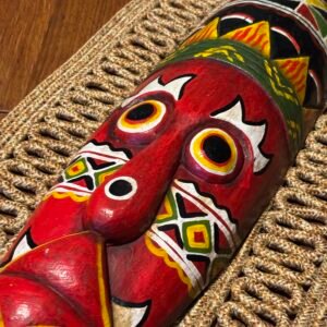 Vintage African Indonesian tribal hand carved wooden mask.