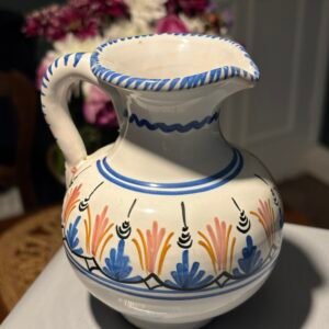 Vintage hand-painted, Spanish style studio pottery ceramic miniature jug.