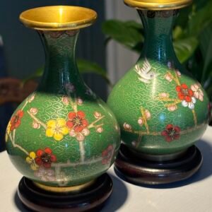 A beautiful pair of vintage Chinese Cloisonné Vases, Mid 20th Century.