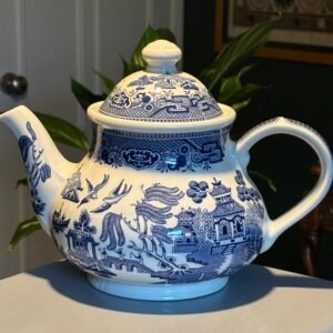 Vintage Blue Willow Georgian style Teapot, by Churchill Staffordshire England