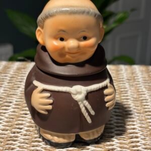 Kitsch Vintage 1956 Friar Tuck Monk, Covered Sugar Jar Goebel West Germany