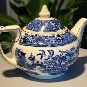 Vintage English Burleigh Ware "Willow" Blue & White Teapot