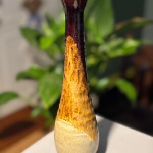 Vintage drip glaze studio pottery bud vase – Hand Thrown Pottery, Stoneware Vase.